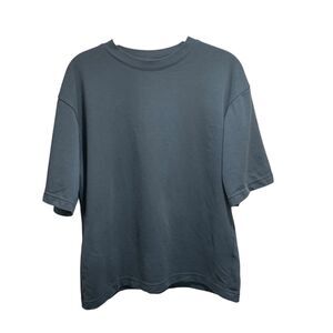 Uniqlo Mens AIRism Cotton Oversized Blue Crew Neck Shirt S Casual Streetwear
